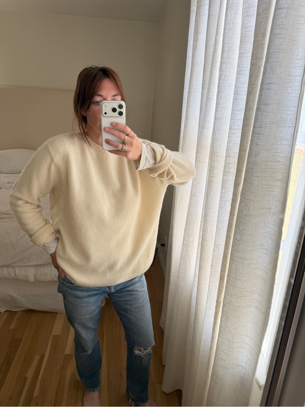 ZARA HOME 100% Cashmere Cream Women's Sweater Size M/L - Picture 8 of 11